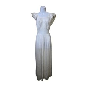 Vtg 1950s‎ Vanity Fair Crystal Pleat Ruffle Long Nightgown Tricot Size 32 2-9-19